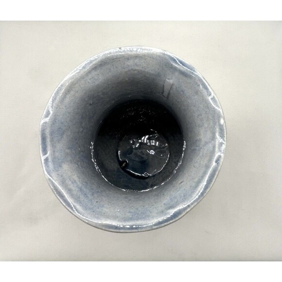 Vase 6" Tonala Mexican Pottery Blue Bird Flower Hand Painted - Mexico SKU GG350 - Picture 4 of 4